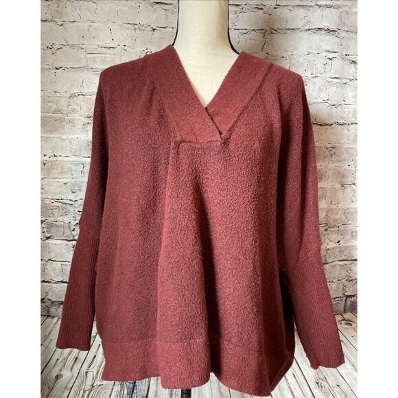 Anthropologie Womens Sweater V Neck Boxy Dolman‎ Rust Size S - Picture 1 of 6